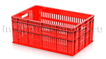 Ящик для молока, мяса, овощей и фруктов большая перфорация дно сплошное красный в Армавире Ящик для молока, мяса, овощей и фруктов большая перфорация дно сплошное красный в Армавире