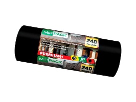 Мешки для мусора 240 л, ароматизированные, черные, в рулоне 10 шт., ПВД 45 мкм, 1300х930 мм, PREMIUM+, 24010830 в Армавире