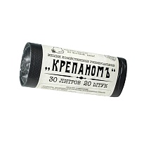 Мешки для мусора 30 л, черные, в рулоне 20 шт., ПНД, 7 мкм, 560х440 мм, Крепаномъ, 4607075710580 в Армавире