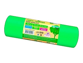 Мешки для мусора 240 л, ароматизированные, биоразлагаемые, зеленые, в рулоне 10 шт., ПВД 40 мкм, 1500х1100 мм, PURE ECOLOGY, bio24010120 в Армавире