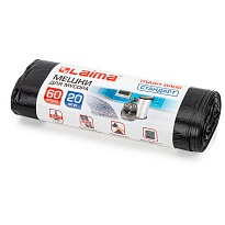 Мешки для мусора 60 л, черные, в рулоне 20 шт., ПНД, 10 мкм, 700х600 мм, LAIMA, 601381 в Армавире