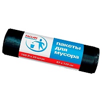 Мешки для мусора 160 л, черные, в рулоне 20 шт., ПВД, 30 мкм, 1200х870 мм, PACLAN Professional, 604082 в Армавире