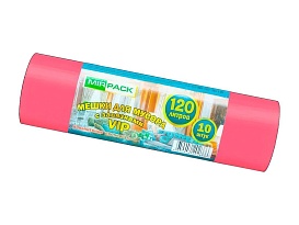 Мешки для мусора 120 л, с завязками, красные, в рулоне 10 шт., ПНД, 15 мкм, 800х750 мм, VIP, Z12010red в Армавире