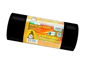 Мешки для мусора 300 л, черные, в рулоне 10 шт., ПВД 70 мкм, 1400х1000 мм, PREMIUM+, 30010160 в Армавире