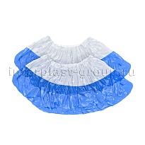 Бахилы бело-синие 1000 шт (500 пар), 48 мкм, двойная подошва, с одной резинкой, Эконом+ в Армавире