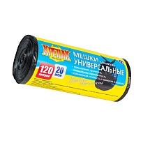 Мешки для мусора 120 л, черные, в рулоне 20 шт., ПНД, 15 мкм, 1100х700 мм, Крепак, 4607075710207 в Армавире