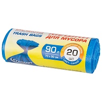 Мешки для мусора 90 л, синие, в рулоне 20 шт., ПНД, 14 мкм, 900х700 мм, LAIMA ULTRA, 607693 в Армавире