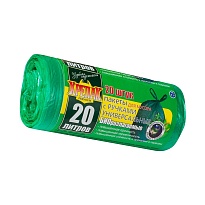 Мешки для мусора 20 л, биоразлагаемые, с ручками, черные, в рулоне 30 шт., ПНД, 10 мкм, 550х440 мм, Крепак, 4607075710047 в Армавире