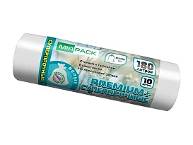 Мешки для мусора 180 л, ароматизированные, белые, в рулоне 10 шт., ПВД, 35 мкм, 1100х930 мм, PREMIUM+, 180105302 в Армавире