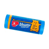 Мешки для мусора 30 л, синие, в рулоне 30 шт., ПНД, 7 мкм, 560х480 мм, Comfort, М0031 (МН 30-30с)