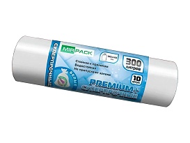 Мешки для мусора 300 л, белые, в рулоне 10 шт., ПВД 70 мкм, 1400х1000 мм, PREMIUM+, 300101602 в Армавире