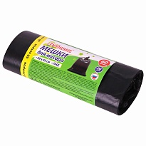 ММешки для мусора 60 л, черные, в рулоне 20 шт., ПНД, 8 мкм, 650х580 мм, Любаша, 608092 в Армавире