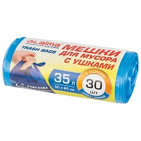 Мешки для мусора 35 л, с ушками, синие, в рулоне 30 шт., ПНД, 11 мкм, 650х500 мм, LAIMA ULTRA, 607684 в Армавире