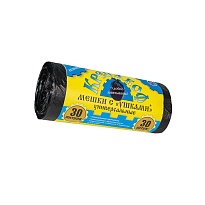 Мешки для мусора 30 л, с ушками, черные, в рулоне 30 шт., ПНД, 8 мкм, 580х460 мм, Крепакоф, 4607075710412 в Армавире Мешки для мусора 30 л, с ушками, черные, в рулоне 30 шт., ПНД, 8 мкм, 580х460 мм, Крепакоф, 4607075710412 в Армавире