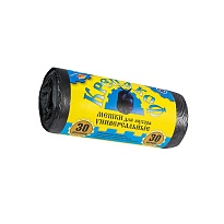 Мешки для мусора 30 л, с ушками, черные, в рулоне 30 шт., ПНД, 8 мкм, 580х460 мм, Крепакоф, 4607075710238 в Армавире
