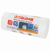 Мешки для мусора 35 л, белые, в рулоне 30 шт., ПНД, 6 мкм, 550х480 мм, LAIMA, 605538 в Армавире
